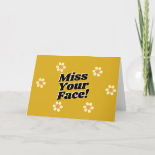 Tarjeta De Agradecimiento ¡Extraño Tu Cara! Flor de margarita amarillo retro