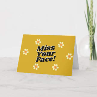 Tarjeta De Agradecimiento ¡Extraño Tu Cara! Flor de margarita amarillo retro