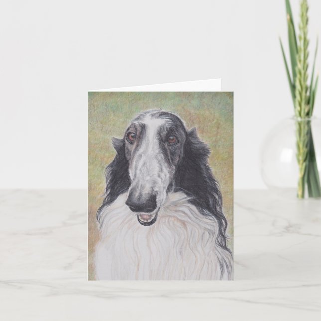 Tarjeta De Agradecimiento Ez the Borzoi Dog Art Notecard (Anverso)