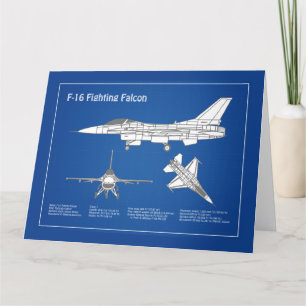 Tarjeta De Agradecimiento F-16 Fighting Falcon - Airplane Blueprint Plan ABD