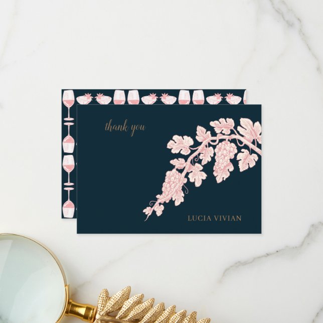 Tarjeta De Agradecimiento Fábrica de frutas de uva Champagne Retro (Anverso/Reverso In Situ)