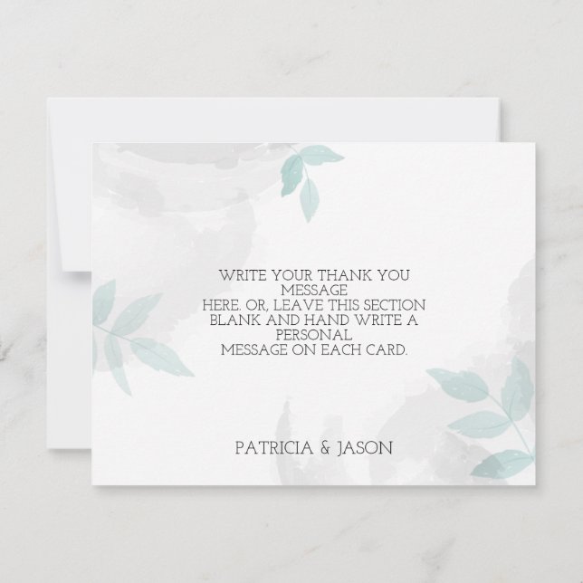 Tarjeta De Agradecimiento Fábrica de menta suave y Boda gris (Reverso)