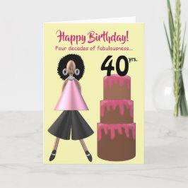 Tarjeta De Agradecimiento Fabulosa carta de cumpleaños 40 de mujer afroameri