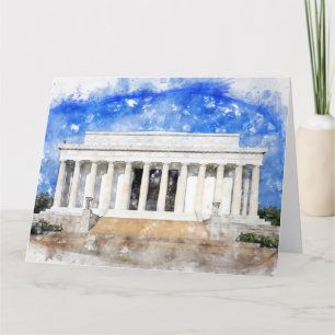 Tarjeta De Agradecimiento Fachada del Lincoln Memorial en acuarela
