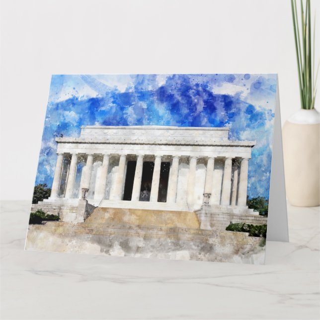 Tarjeta De Agradecimiento Fachada del Lincoln Memorial en acuarela (Anverso)