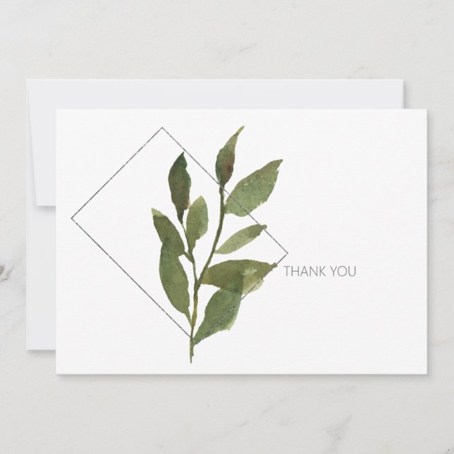 Tarjeta De Agradecimiento Fácil Foliage White & Silver Funeral Gracias (Anverso)