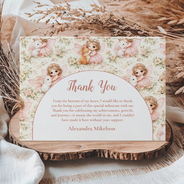 Tarjeta De Agradecimiento Fairy 1st Birthday Enchanted Garden (Subido por el creador)