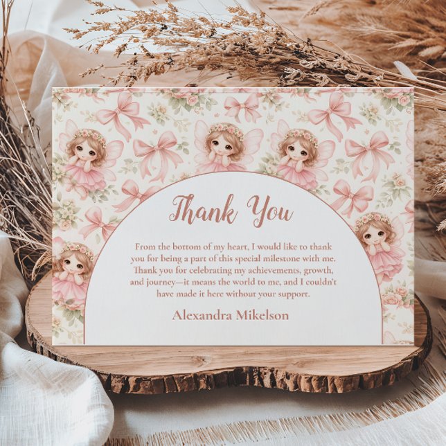 Tarjeta De Agradecimiento Fairy 1st Birthday Whimsical Garden (Subido por el creador)