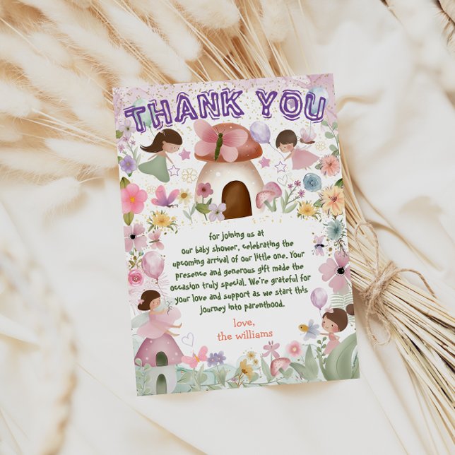Tarjeta De Agradecimiento Fairy Baby Girl Shower Flower Tea Fiesta (Subido por el creador)