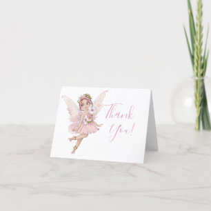 Tarjeta De Agradecimiento Fairy Baby Shower Watercolor Gracias