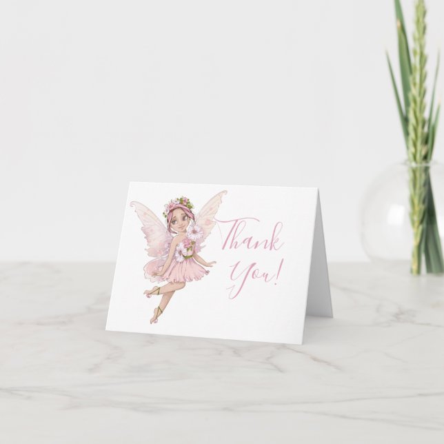 Tarjeta De Agradecimiento Fairy Baby Shower Watercolor Gracias (Anverso)