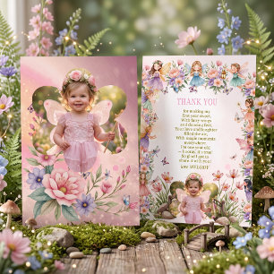 Tarjeta De Agradecimiento Fairy caprichosa Foto cumpleaños 1º