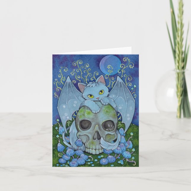 Tarjeta De Agradecimiento Fairy Cats Affirmation lindo gato DEATH Card (Anverso)