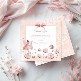 Tarjeta De Agradecimiento Fairy Chica Strawberry Berry Happy Birday