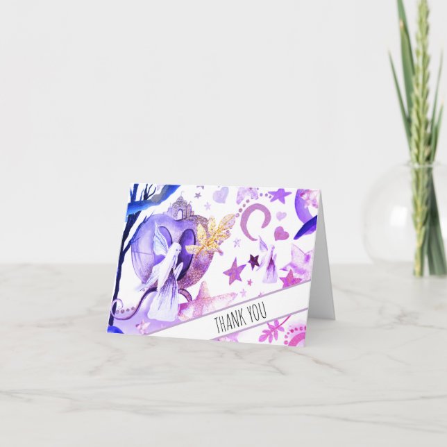 Tarjeta De Agradecimiento *~* Fairy Fantasy Castle Baby Shower Gracias (Anverso)