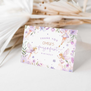 Tarjeta De Agradecimiento Fairy First Chica Birthday Party