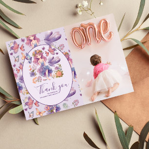 Tarjeta De Agradecimiento Fairy First Enchanted Woodland 1er cumpleaños
