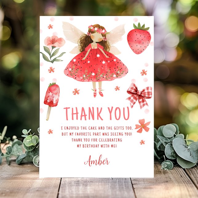 Tarjeta De Agradecimiento Fairy First Strawberry Fairy Birday (Subido por el creador)