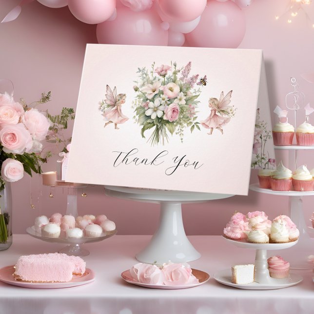Tarjeta De Agradecimiento Fairy Floral Bouquet Bebé Encantado Gracias (Subido por el creador)