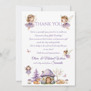 Tarjeta De Agradecimiento Fairy Floral Watercolor Cumpleaños