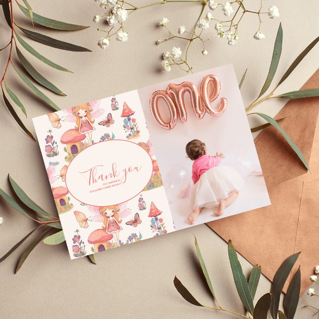 Tarjeta De Agradecimiento Fairy Foto Primer Bosque Encantado Primer Cumpleañ (Subido por el creador)