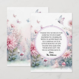 Tarjeta De Agradecimiento Fairy Garden Baby Shower