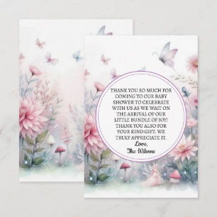 Tarjeta De Agradecimiento Fairy Garden Baby Shower