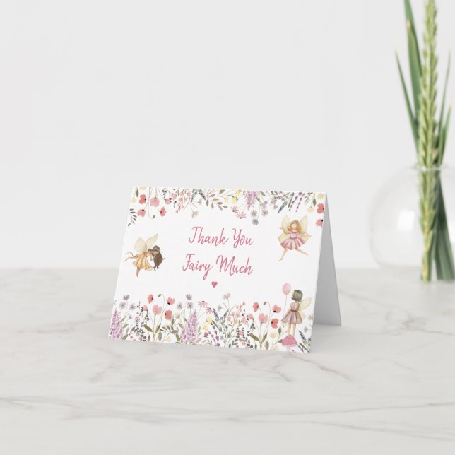 Tarjeta De Agradecimiento Fairy Garden Boho Wildflower Cumpleaños (Anverso)
