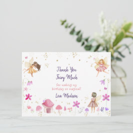 Tarjeta De Agradecimiento Fairy Garden Floral Birday
