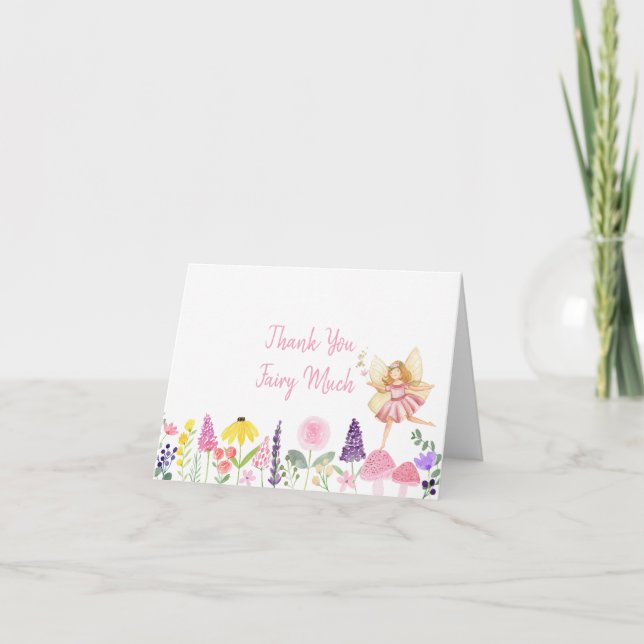 Tarjeta De Agradecimiento Fairy Garden Floral Birday (Anverso)