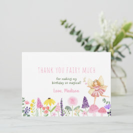 Tarjeta De Agradecimiento Fairy Garden Floral Birday Gracias