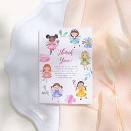 Tarjeta De Agradecimiento Fairy Garden Watercolor Floral Chica Fiesta de cum