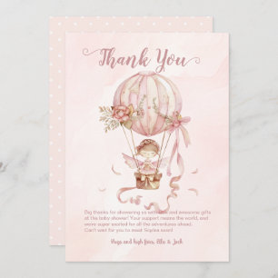Tarjeta De Agradecimiento Fairy Hot Air Balloon Chica Baby Shower Gracias