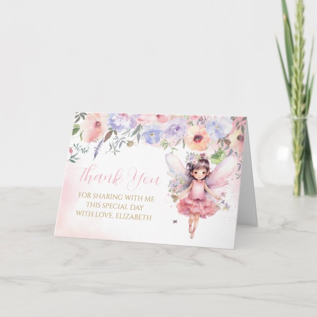 Tarjeta De Agradecimiento Fairy pink forest Thank You Card  (Anverso)