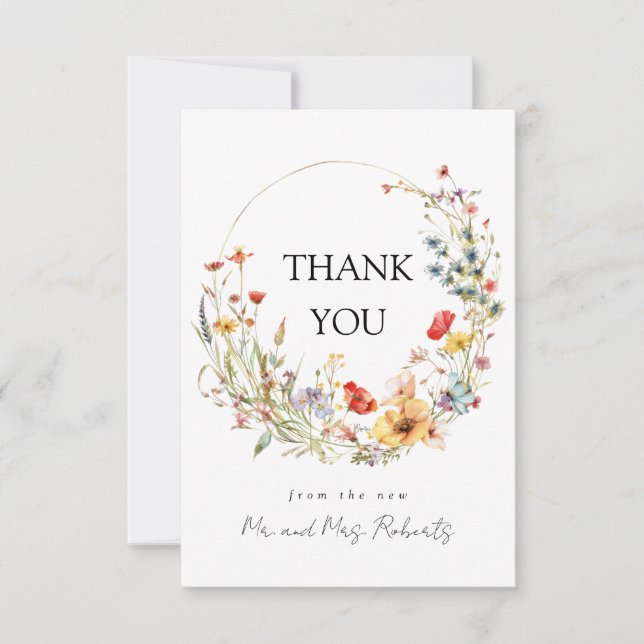 Tarjeta De Agradecimiento Fairy Tale Wildflower Boda (Anverso)