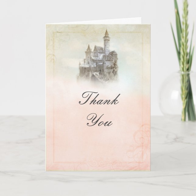 Tarjeta De Agradecimiento Fairytale Castle Storybook Elegant Fold Card (Anverso)