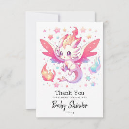 Tarjeta De Agradecimiento Fairytale Fiery Dragon Baby Shower