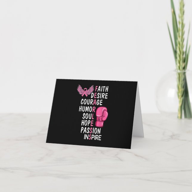 Tarjeta De Agradecimiento Faith Desire Valor Soul Pasión Cáncer de Mama Aw (Anverso)