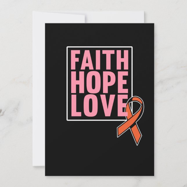 Tarjeta De Agradecimiento Faith Hope Love Leukemia Awareness Naranja Ribbon (Anverso)