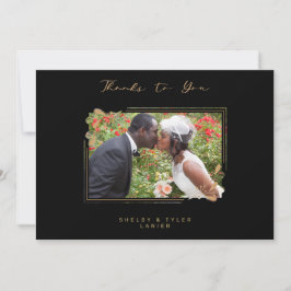 Tarjeta De Agradecimiento Fake Golden Branches Fancy Calligraphy Photo