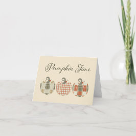 Tarjeta De Agradecimiento Fall-Autumn-Patchwork Pumpkins