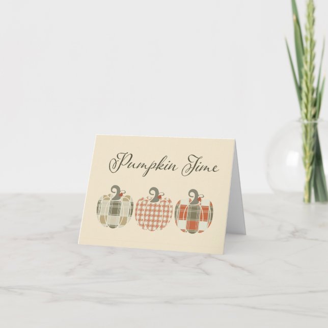 Tarjeta De Agradecimiento Fall-Autumn-Patchwork Pumpkins (Anverso)