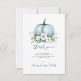 Tarjeta De Agradecimiento Fall Blue Pumpkin Floral Eucalyptus Baby Shower