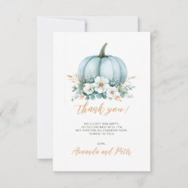 Tarjeta De Agradecimiento Fall Blue Pumpkin Floral Eucalyptus Baby Shower