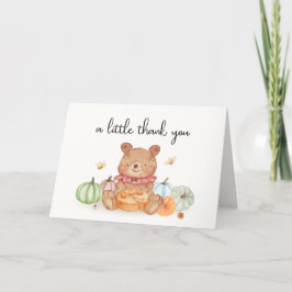 Tarjeta De Agradecimiento Fall Cutie Pumpkin Pie Teddy Bear Baby Shower