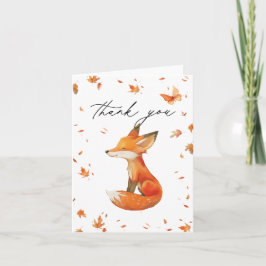 Tarjeta De Agradecimiento Fall Fairy First Birday Gracias con un Fox