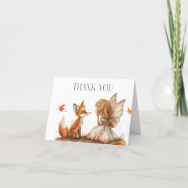 Tarjeta De Agradecimiento Fall Fairy First Birday Gracias con un Fox