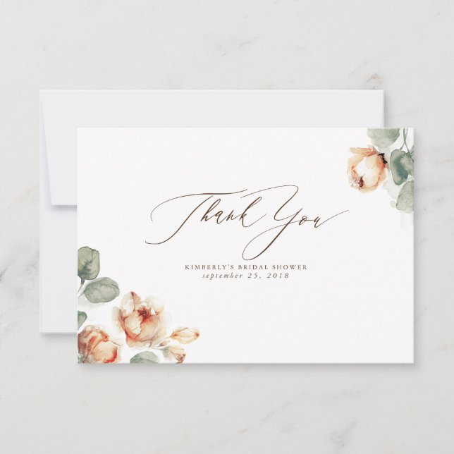 Tarjeta De Agradecimiento Fall Floral Elegant Small Gracias (Anverso)