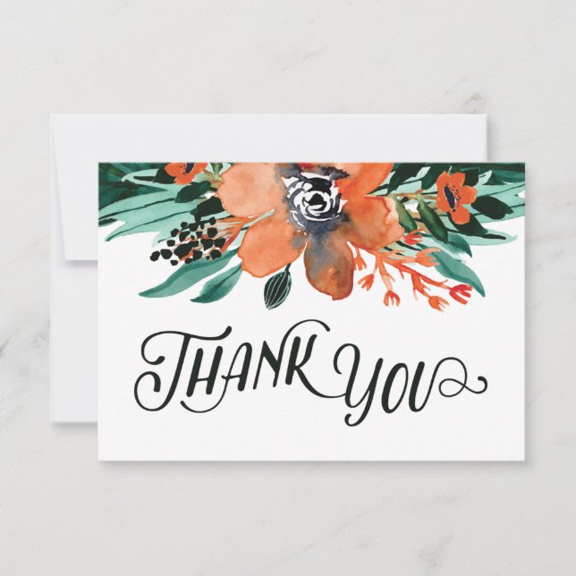 Tarjeta De Agradecimiento Fall Floral Flat Gracias (Anverso)