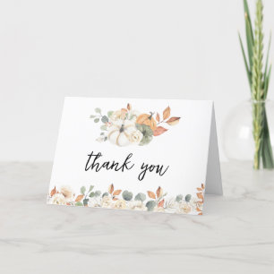 Tarjeta De Agradecimiento Fall Floral Little Pumpkin Baby Shower